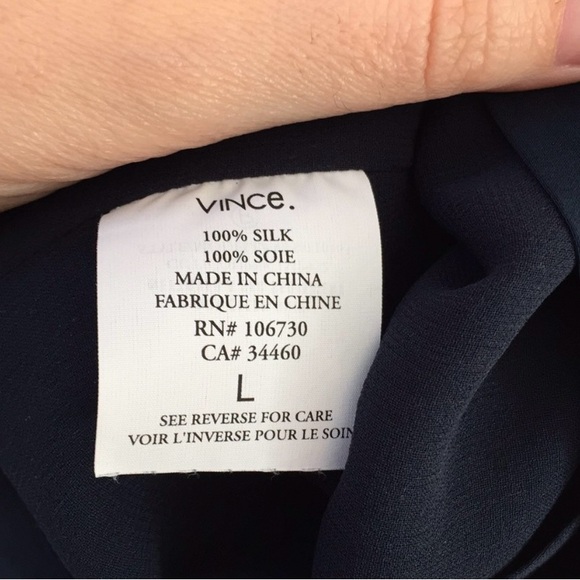 Vince Navy Silk Flutter Sleeve Blouse - Picture 4 of 4